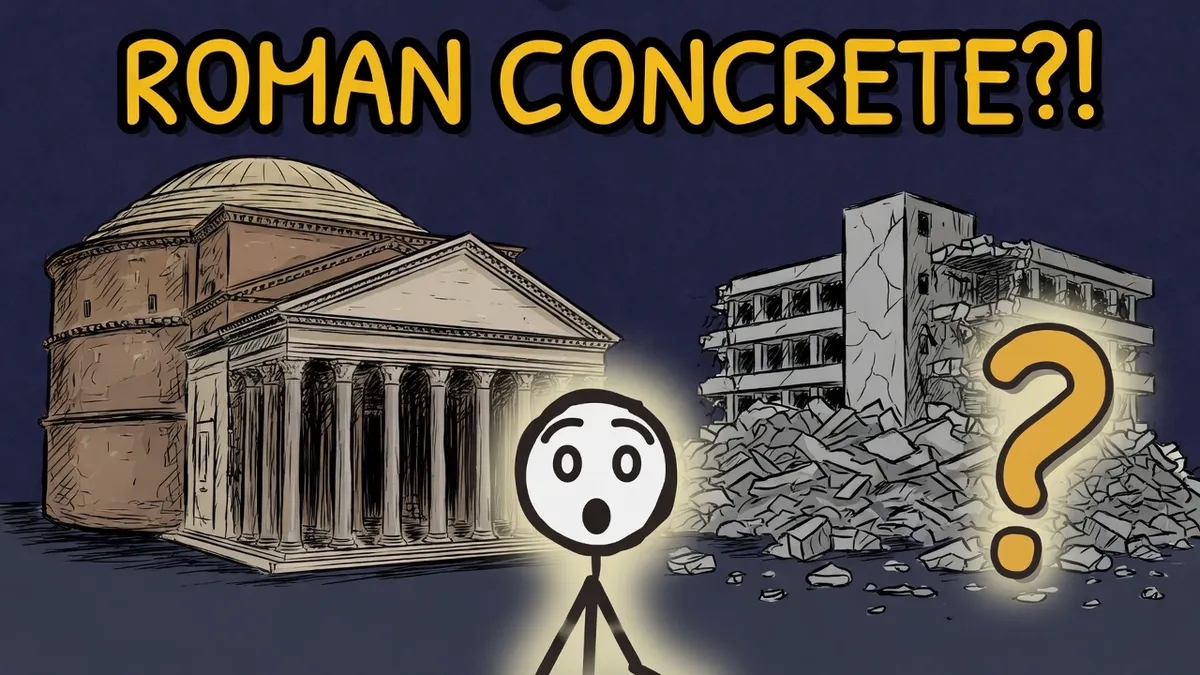 Munchrd illustration for: Why does Roman concrete heal itself when ours crumbles?