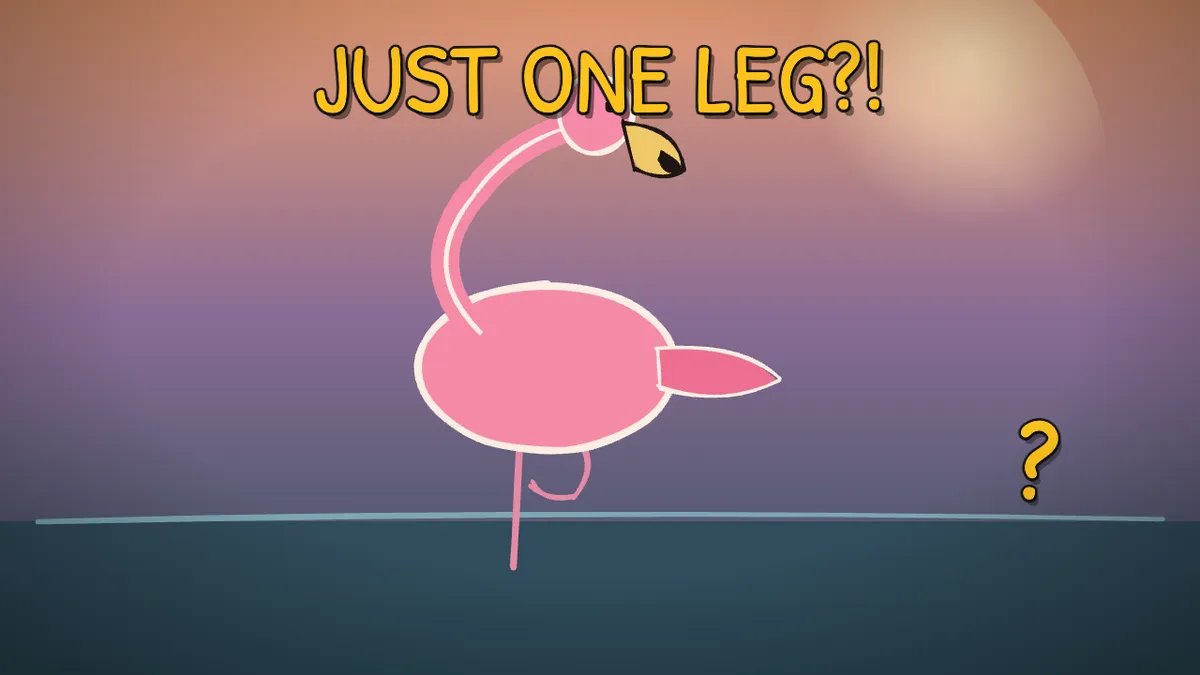 Munchrd illustration for: Why do flamingos stand on one leg?
