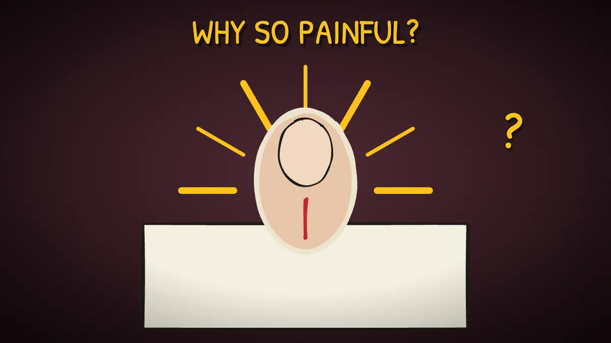 Munchrd illustration for: Why do paper cuts hurt so much more than bigger cuts?