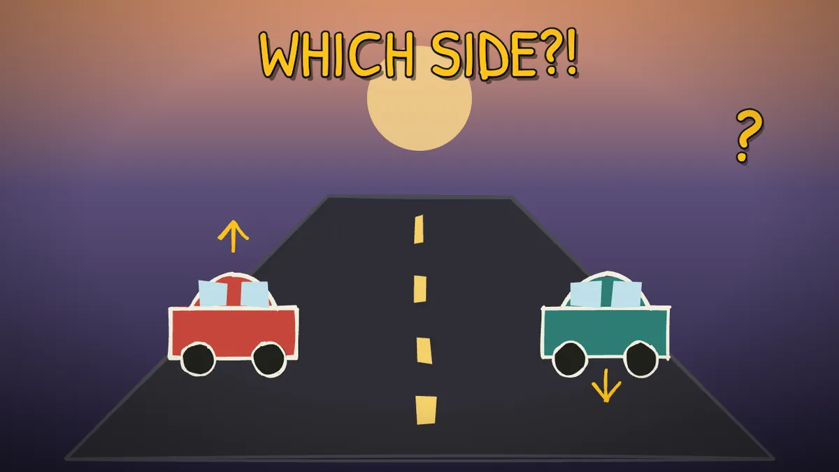 Munchrd illustration for: Why do we drive on different sides of the road?