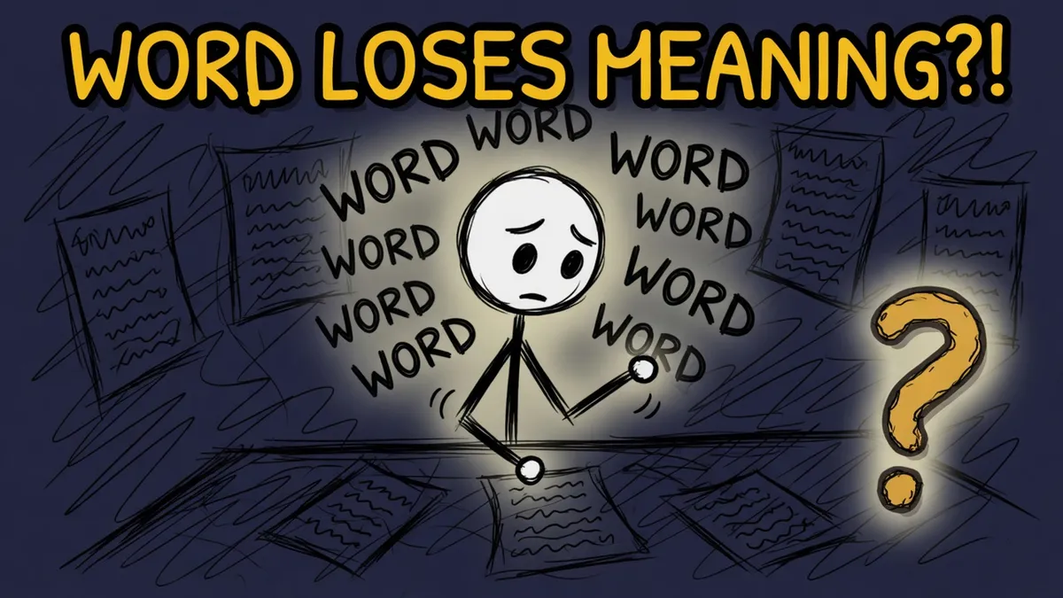 Munchrd illustration for: Why does a word lose meaning when you repeat it?