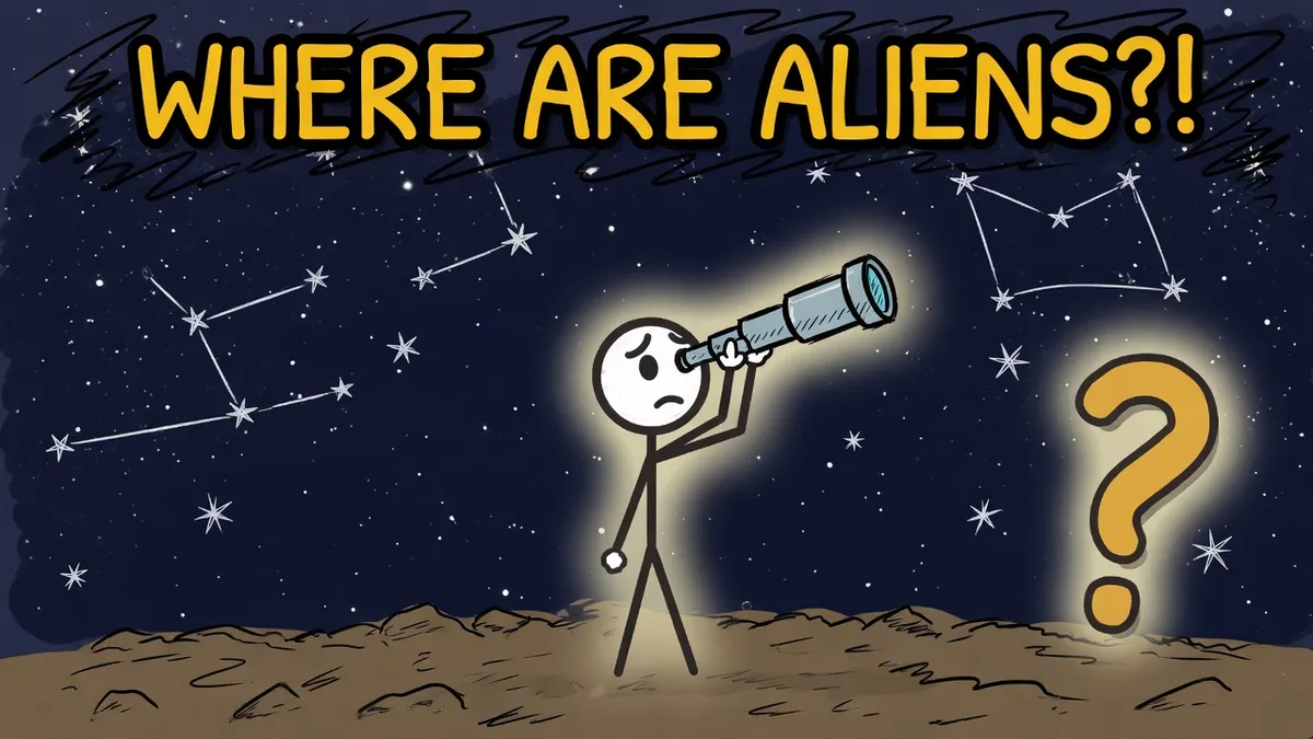 Munchrd illustration for: Why haven't we found aliens?